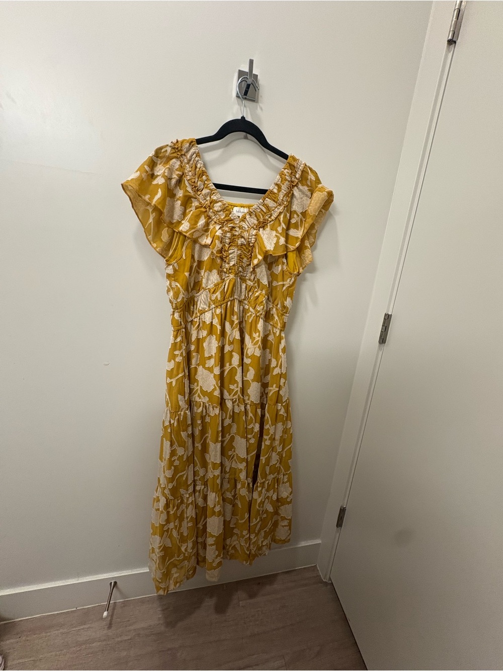bohme Yellow Floral Ruffle Maxi Dress